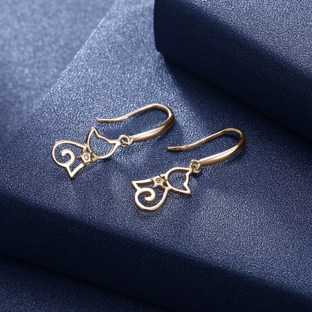 Sterling Silver Cat Zircon Earrings