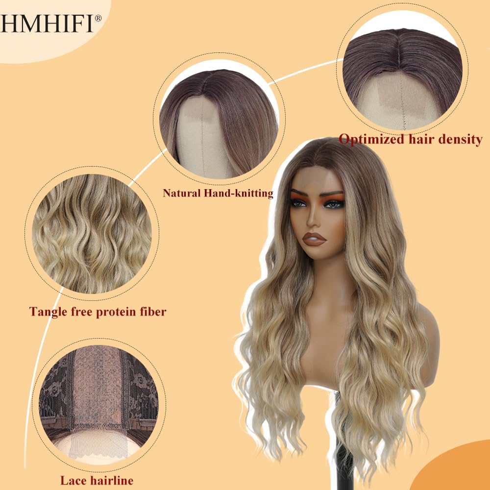Blonde Wig for Women,26 Inch Long Wavy Curly Middle Part Hair | Soft face-framing layered waves,Tangle resistant,Easy-style,Adjustable,Daily wear,party,photo,Halloween costume