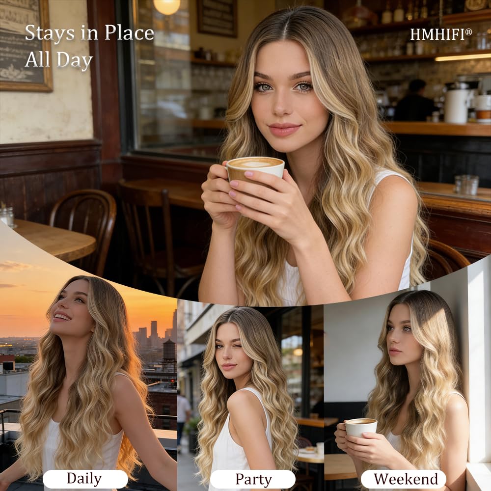 Blonde Wig for Women,26 Inch Long Wavy Curly Middle Part Hair | Soft face-framing layered waves,Tangle resistant,Easy-style,Adjustable,Daily wear,party,photo,Halloween costume